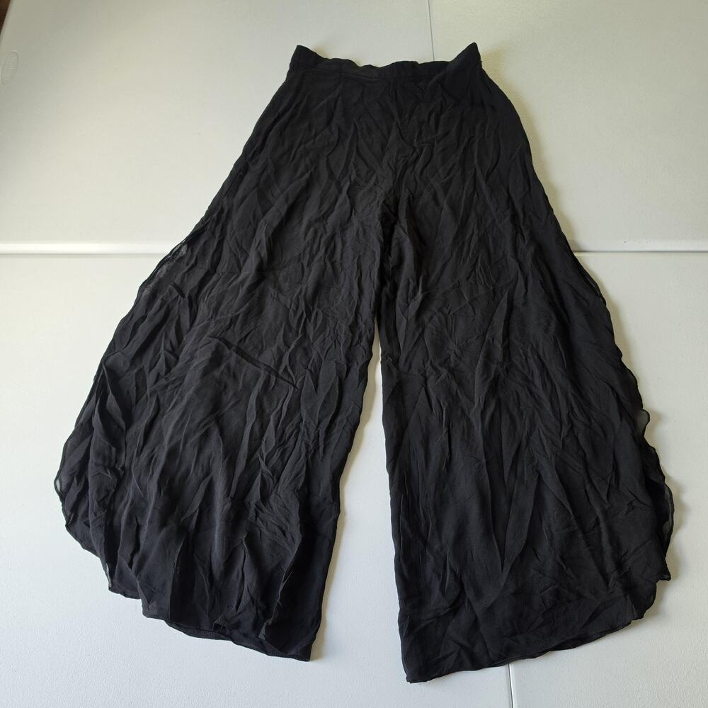 St. John Evening Dress Pants Womens 2 Black Silk Flowy Wide Leg Whimsical Formal